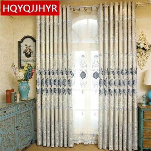 European-style luxury light-colored high-precision Jacquard Blackout curtains for Bedroom window curtain Living Room/Kitchen