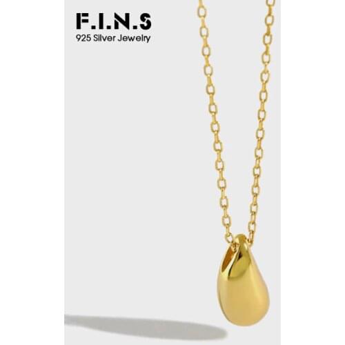 F.I.N.S Simple 925 Sterling Silver Smooth Teardrop Necklace Pendant Personality Short Silver Necklace 925 Jewelry Korean Fashion