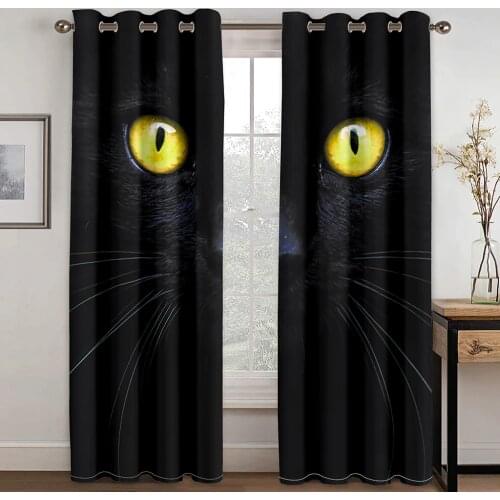 Personalized Cat Eyes 3D Print Adult Childrens Bedroom Curtain Living Room Curtain Shade Fabric Custom Hook Decorative Curtain