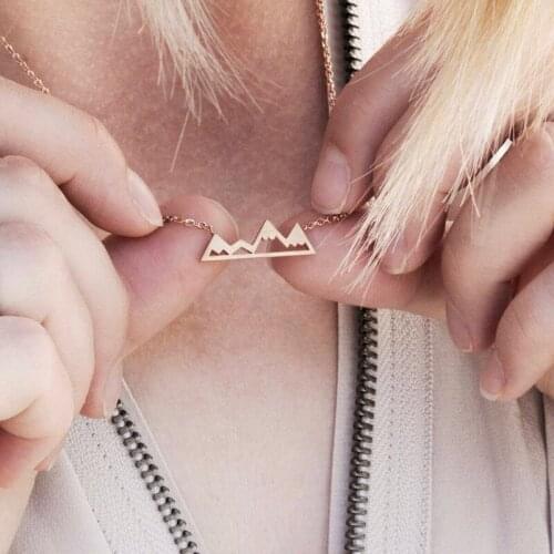 Choker Dainty Snowy Mountain Top Necklaces for Women Handmade Gold Pendant Hiking Outdoor Travel Jewelry Bridesmaid Gift