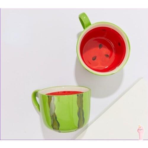 Creative Personality Ceramic Water Cup Watermelon Cup Cute Mug Lovers Coffee Cup Cute Home Milk Art Cup