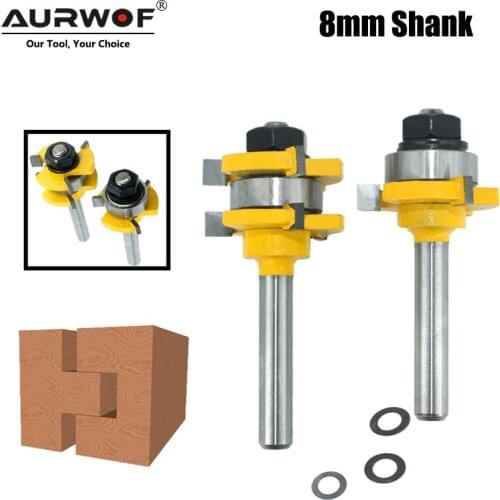 LAVIE 2pcs 8mm Shank Joint Assemble Router Bits Tongue & Groove T-Slot Milling Cutter for Wood Woodwork Cutting Tools MC02121