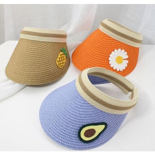 Summer children girl casual straw hat Sun hat Kids baby boy Cartoon fruit elements UV-protection hat Casquette gorros