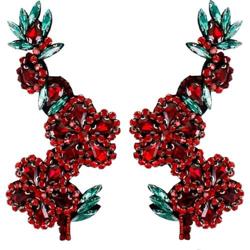 Fashion Flower Crystal Rhinestone Badges Handmade Diamond Applique Collar Decorated for Bags Shoes Hats Sewing Accessories 5pair