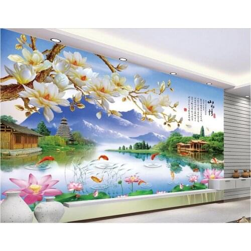 3d room wallpaper custom photo non-woven mural Magnolia flower landscape scenery painting 3d wall murals wallpaper for walls 3d