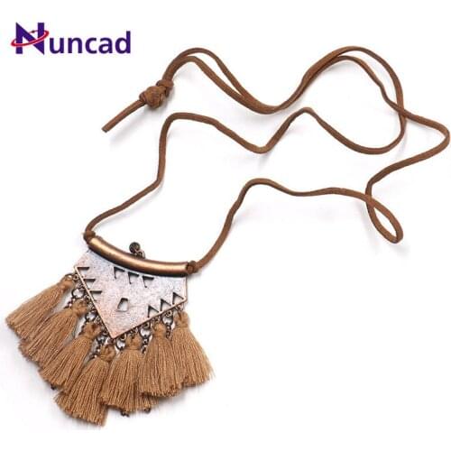 Europe and America Bohemia Necklace Vintage Women Clothes Accessories Fashion Rope Chain Long Tassel Pendant Necklace BIjoux