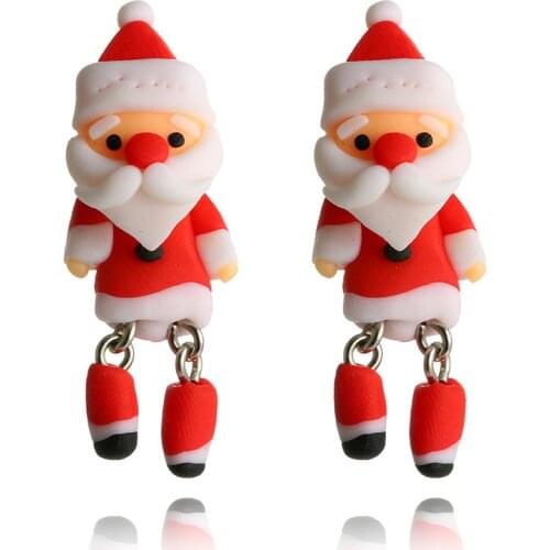 TTPAIAI 30 Brand Handmade Polymer Clay Santa Claus Stud Earrings For Women Girls Fashion Jewelry Christmas Earrings Kids Gift