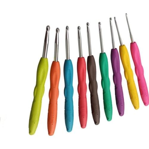 9pcs/set Crochet Hook 2.5-6.0mm Aluminum Crochet Needles with Colorful Soft Rubber Grip Cushioned Handles Knitting Needles