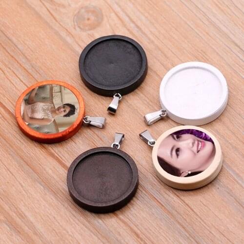 Sublimation blank wooden pendants jewelry for 25mm hot transfer printing custom consumables 30pcs/lot not include chain