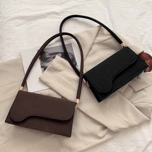 Fashion Women Underarm Bag Retro Matte PU Leather Solid Color Ladies Handbags Small Flap Trunk Shoulder Bags Clutch Totes