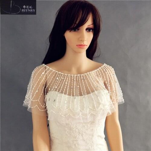 BRITNRY Beads Bolero High Quality Wedding Cape Crystals Wedding Wrap
