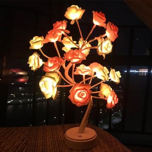 2021 simulation LED rose table lamp holiday rose decoration tree lamp room bedroom touch night light