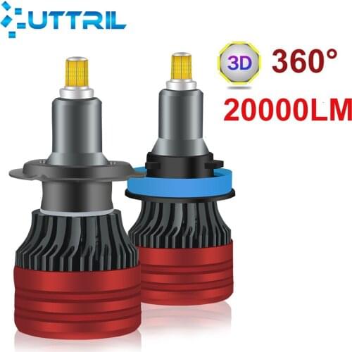 Uttri Car Led Headlight H1 LED H7 LED H8 H9 H11 9005 HB3 9006 HB4 360 Degree Auto LED Lighting Fog Light LED Bulb 20000LM