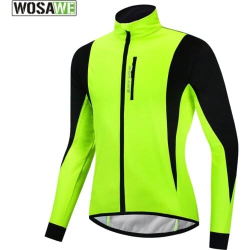 WOSAWE Windproof Winter Motorbike Jackets Mens Windbreakers Thermal Fleece Reflective Cycling Bicycle Wear MTB Bike Sports Coat
