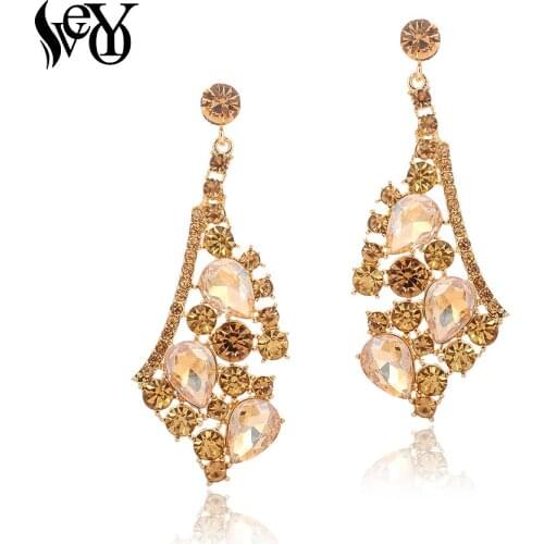 VEYO Hollow out Geometry Bohemian Rhinestone Drop Earrings for Women Crystal Fashion Earings Jewelry New