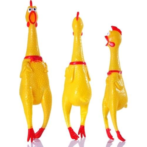 Fashion Pets Dog Squeak Toys Screaming Chicken Squeeze Sound Toy For Dogs Super Durable Funny Yellow Rubber Chicken Dog Chew Toy