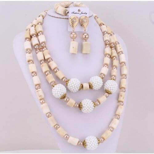 4Ujewelry Bridal Jewelry Sets Wedding White Coral Beads Jewelry Set For Nigerian Wedding Big Balls