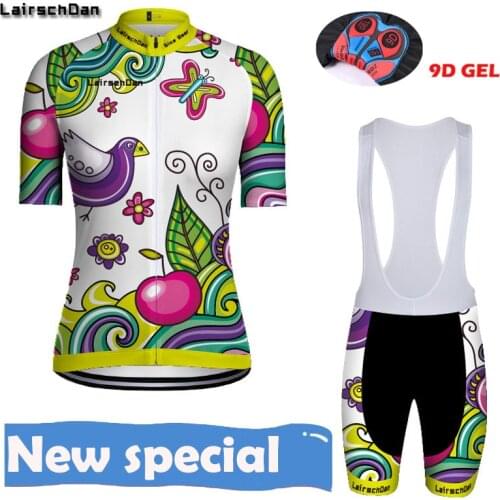 SPTGRVO LairschDan green cycling clothing ladies road bike jersey set bicycle clothes woman cyclist outfit traje ciclismo mujer