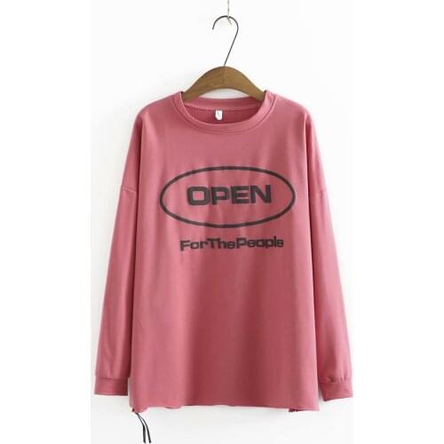 Plus size O-Neck zipper letter print Womens Sweatshirts 2021 fashion pink yellow beige spring autum pullover Woman clothes