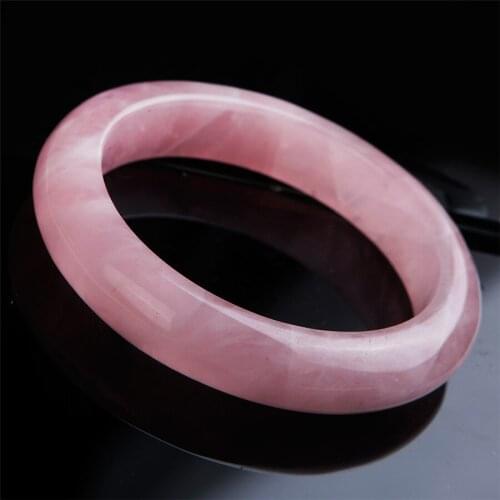 Genuine Natural Pink Rose Quartz Crystal Gemstone Fashion Woman Bangle Inner Diameter 58mm