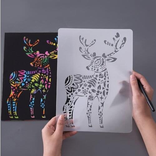 1pc Stencils Deer Drawing Painting Template DIY Scrapbooking Photo Album Decorative Embossing Reusable Office School Supplies