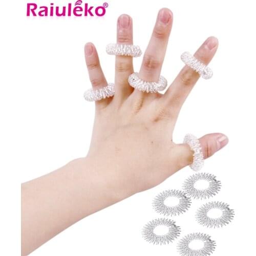 Hot Sale 2 Colors 100 Pcs Acupressure Finger Massager Stainless Steel Circulation Ring for Kids Adults Relax Hand Health Care