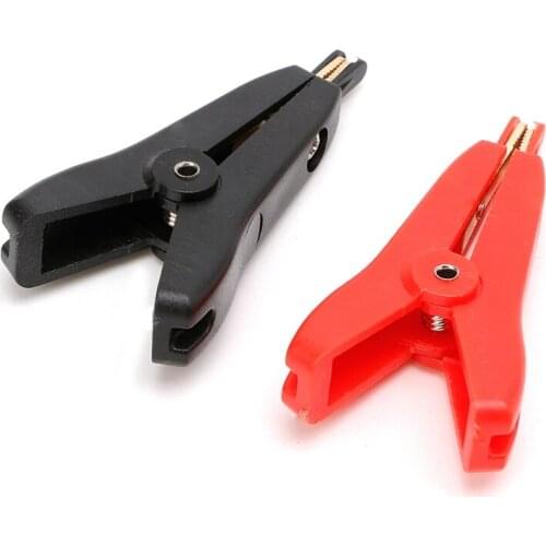 2PCS Copper Plated Gold Two-level test clip Four-Clamp LCR Kelvin Black+Red