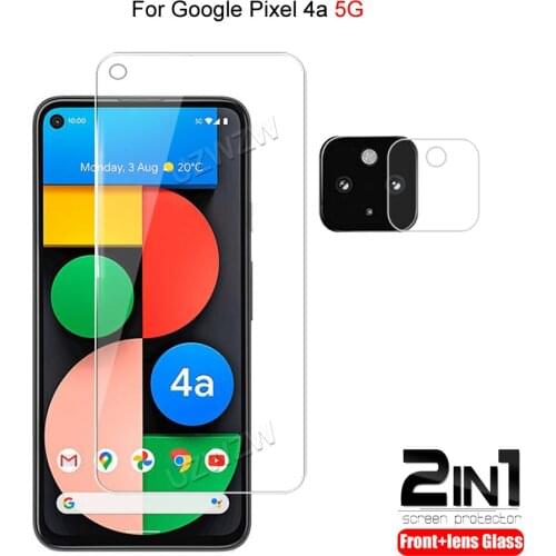 2 in 1 For Google Pixel 4A 5G Camera Lens Film & Protective Phone Screen Protector Tempered Glass Guard