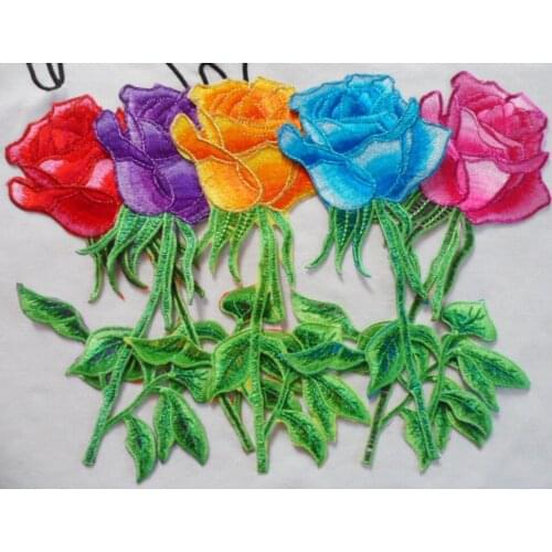 24*13 cm rose peony flower patch Embroidered garment Appliques Iron On Patches Clothes cheongsam wedding dress Accessory