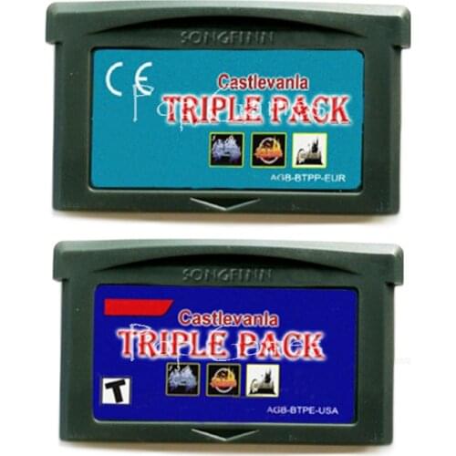 3 in 1 CastlevaTriplePack US/EU Version for 32 Bit Video Game Cartridge Console Card Handheld Player