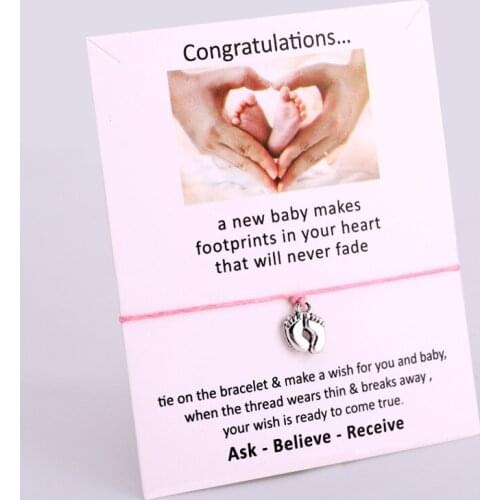 Footprints Baby Feet Foot Charm Bracelets Rope Chain Jewelry Women Men Boy Girl Unisex Jewelry Friendship Gift Drop Shipping