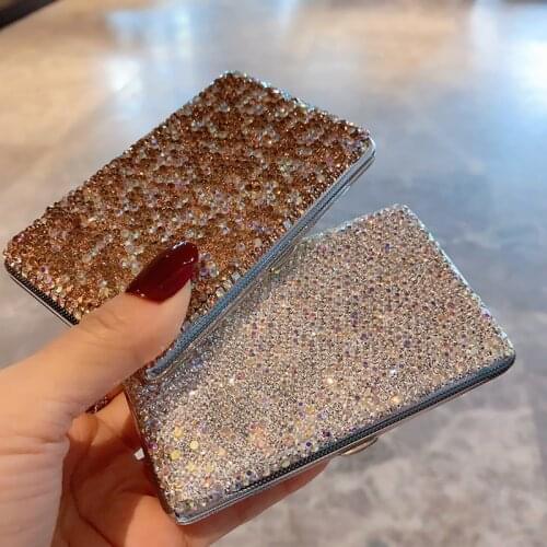 Fine smoke Cigarette case cigarette Handmade sticky flashing diamond automatic metal Cigarettes case box for women