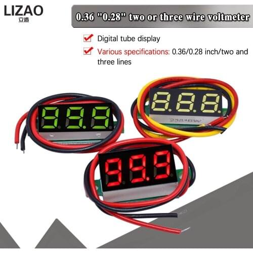 0.36 Inch 0.36" Digital Voltmeter Red Green Blue DC 0V-100V Three Lines 3 digit Voltage Panel Meter Display led Color