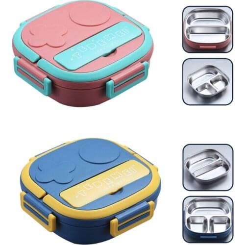 Kids Stainless Steel Lunch Box Cartoon Robot Compartment Food Storage Container