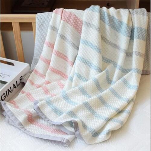 Baby Bamboo Fiber Blanket Cooling Nap Blanket Summer Stripes Kids Children Adult Sleeping Blanket 115x125cm
