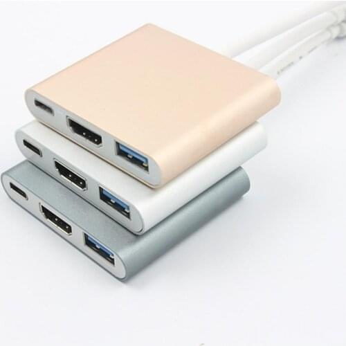 Type C PD Video Converter Three-in-one Docking Station HUB Converter 4K Video HDMI-compatible Type C 2 USB 3.0 PD Adapte