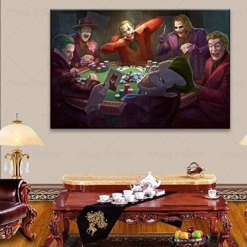 Joker Playing Poker Movie Painting Modern Wall Art Picture Living Room Decoration black and white decorative painting