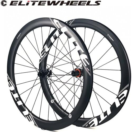 ELITEWHEELS 700c Road Disc Carbon Wheelset 50mm Racing Wheels Depth 19.5mm Width Compatible Tubeless Rim RATCHET SYSTEM 36T Hub