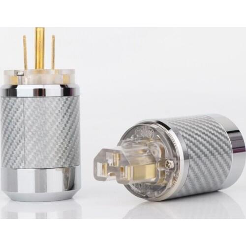 Hifi WCF2-TG US Version Mains Gold Plated AC Power Plug Male Carbon Fiber Connector HIFI Audio