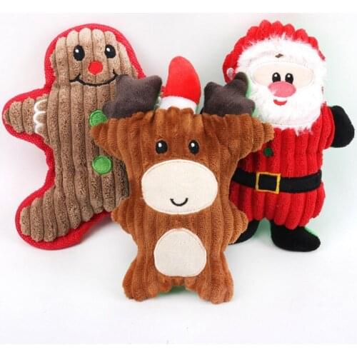 Pet Dog Toys Christmas Santa Claus Toys Chew Squeaker Pet Plush Toys For Dogs Cute Biting Rope Sound Toys Pet Cat Doll
