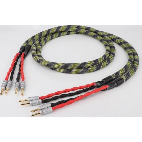 HIFi OFC Pure Copper Speaker Cable Hi-Fi Loudspeaker Cable Matched Left/Right Pair With Gold plated Banana Plug