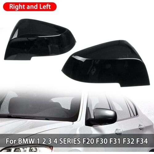 2PCS Side Rearview Wing Mirror Cover Caps For 1 2 3 4 Series F20 F30 F31 F32 F34 F36 E84 2014 -2018 ABS Gloss Black Look