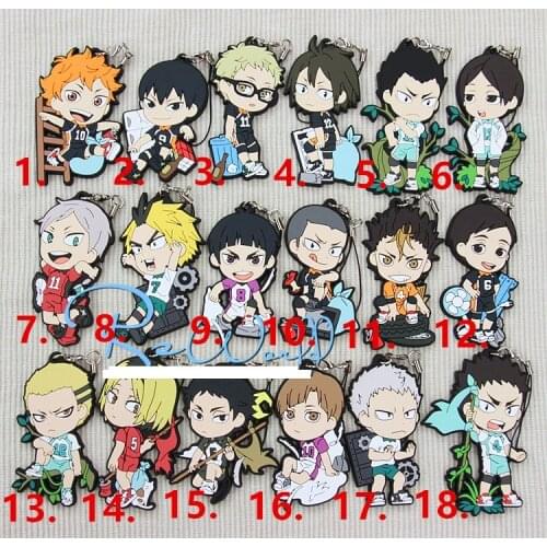 Haikyuu Anime keychain Oikawa Tooru Kozume Kenma Kuroo Tendo Satori Koutarou Hinata Rubber strap/mobile phone strap D194