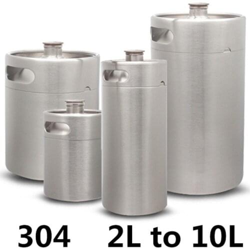2L to 10L Mini Growler 304 Stainless Steel Mini Keg Beer Growler Portable Beer Bottle Picnic/BBQ Home Brewing Beer Making Tool