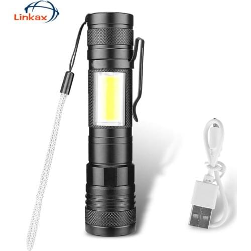T6 LED + COB Zoom Focus Mini led Flashlight Torch Lamp Adjustable Aluminum Alloy Penlight Waterproof For Outdoor Camping Hiking