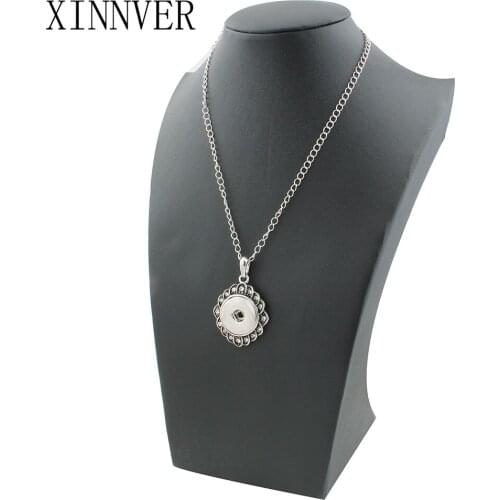 Fashion Xinnver Snap Buttons Jewelry Pendant Necklace With Charm Chain Necklace Fit 18/20mm Snaps Necklace Jewelry Women ZG019