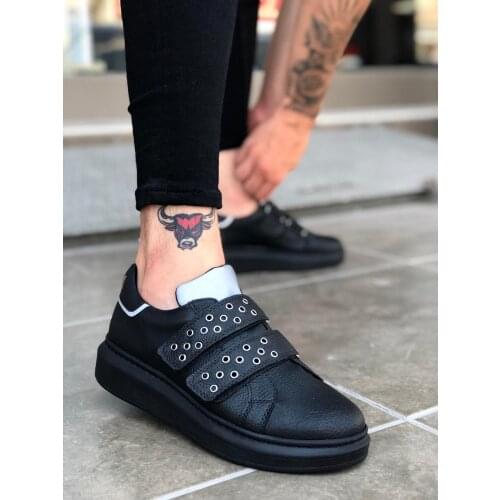 BA0136 Boa Reflektörlü Black Velcro Thick Bottom Men Shoes