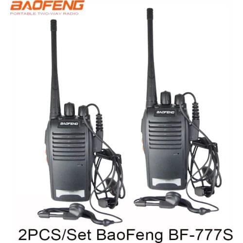 New 1 pair Walkie Talkie BF777s Baofeng BF-777s with earphone 5W 16CH UHF Interphone BaoFeng 777S Two-Way Radio 2Pcs/set