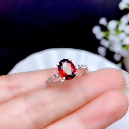 2020 new natural garnet gem ring for women silver jewelry real 925 silver good gem facet color party gift lucky birthstone