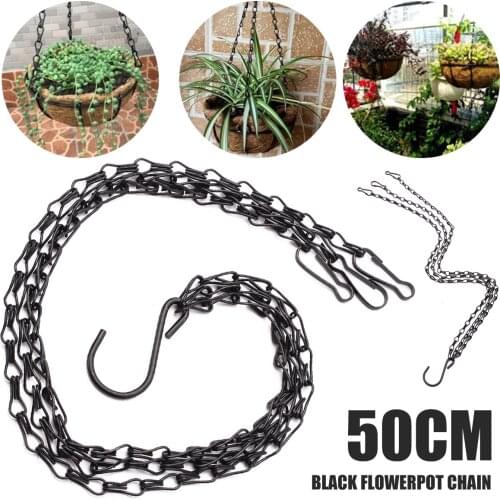 Black Flower Plant Pot Basket Holder Hanging Chain with S-shape Hooks For Home Garden Tools